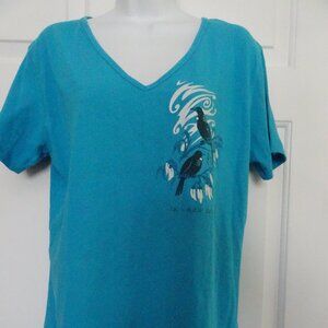 Seabreeze Women's Size XL Teal V-Neck S. Sleeve Cotton T-Shirt